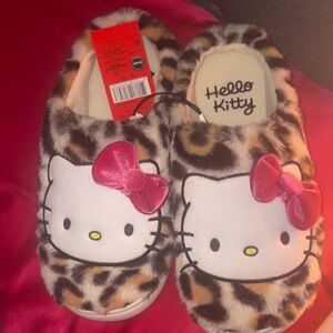 Hello Kitty Furry Slippers with Pink Bow